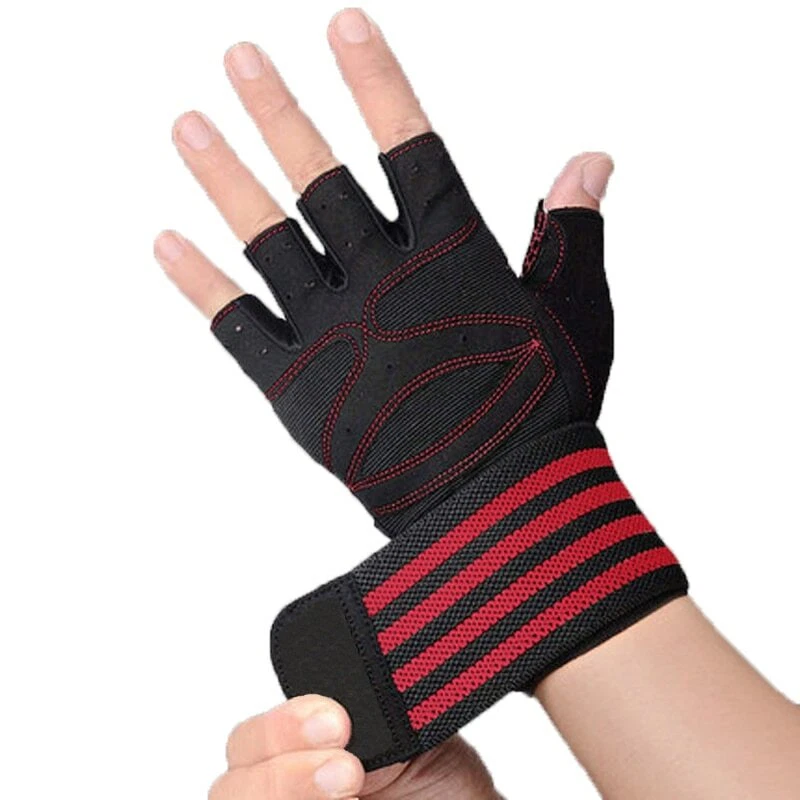 Offen Finger Grip Handschuhe W / Handgelenkstütze Band Für Hantel