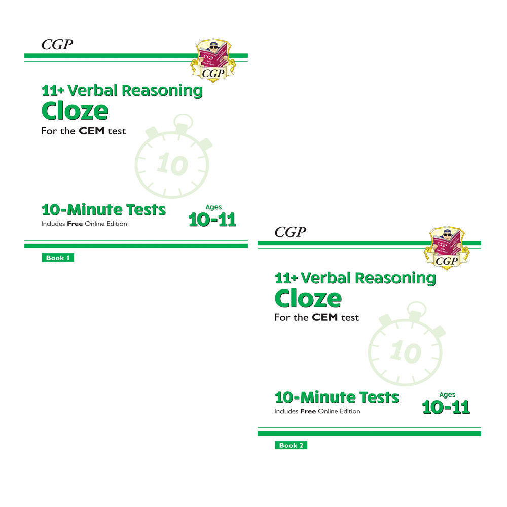 CGP Books Collection Verbal Reasoning Cloze (1,2) 2 Books set
