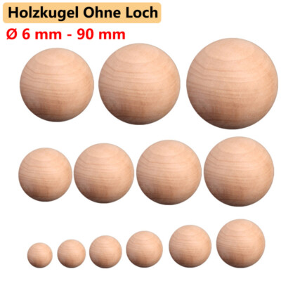 Holzkugel Ohne Loch Bastelkugel Runde Holzkugel DIY Ø6,8,10,12,15,20,30,40-90mm