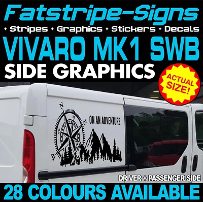 to fit VAUXHALL VIVARO SWB MK1 COMPASS MOUNTAINS GRAPHICS STICKERS CAMPERVAN VAN