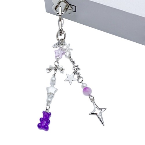 Five-pointed Star Bowknot Keychain Sweet Bear Pendant Phone Shell Charm Jewelry - Photo 9 sur 10