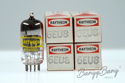 4 Vintage Raytheon 6EU8 Noval Miniature Triode Pentode Audio Vacuum Tube Valve-