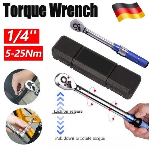 Drehmomentschlüssel 1/4" 1-25 Nm Drehmomentschüssel für Fahrrad & Motorrad DHL
