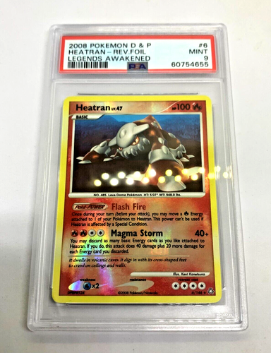 POKEMON 2008 "HEATRAN" #6 Reverse Foil PSA 9 Legends Awakened Diamond Pearl - Picture 2 of 3