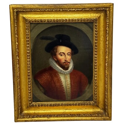 Oil Portrait of Sir Walter Raleigh In the Manner of Hans Holbein the Younger