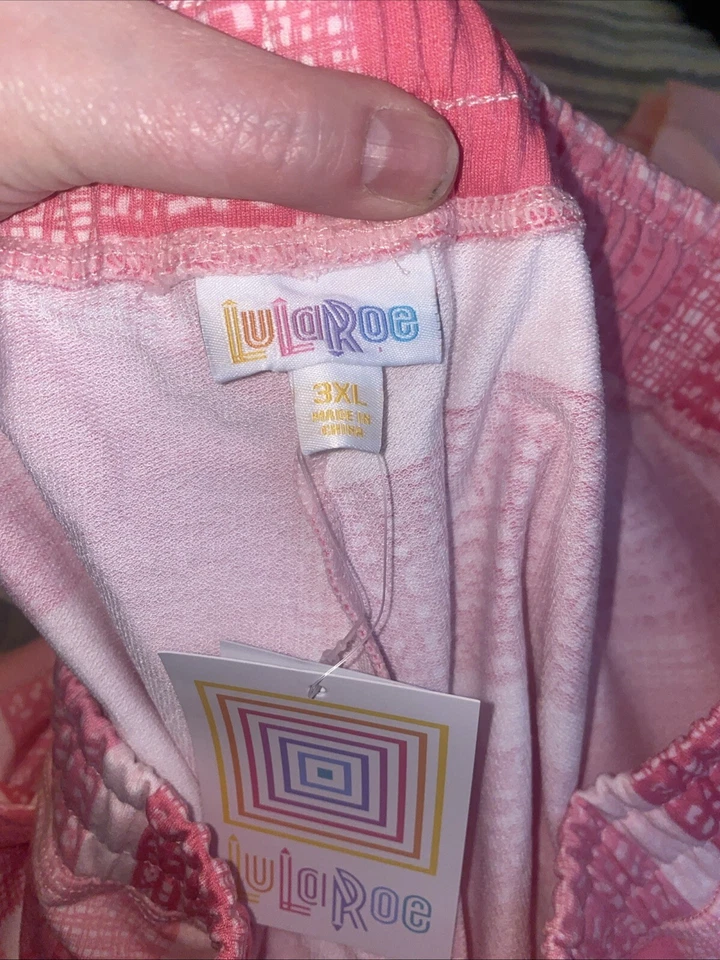 Pantalones deportivos LuLaroe nuevos con etiquetas Jax 2XL XXL 2X rosa a cuadros concienciación sobre el cáncer de mama Foto 3 de 4