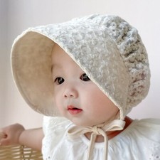 Infant Bucket Hats Baby Solid Color Breathable Cap Summer Lace Flower Hollow