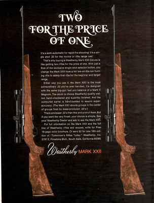 1971 Print Ad Weatherby Mark XXII Two for the Price of One Single Shot .22 Rifle