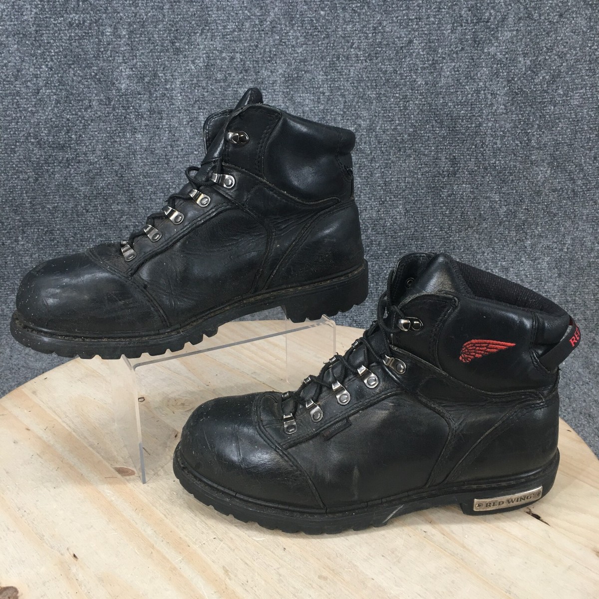 Red Wing Shoes Mens 10.5 D Combat Boots Black Leather Steel Toe 