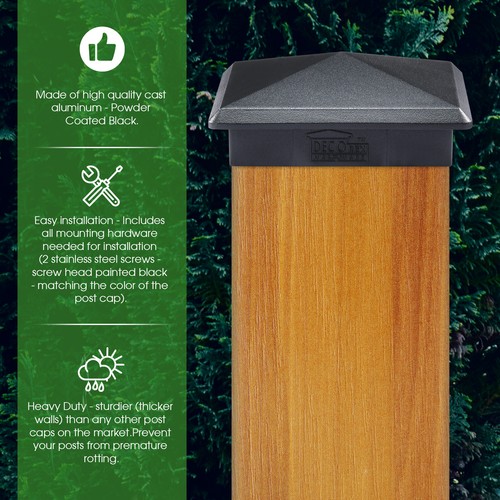 True 4" x 4" Schwerlast Aluminium Pyramide Pfostenkappe für Holzpfosten - schwarz - Bild 6 von 12