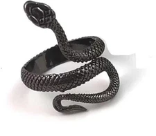 Stainless Steel Snake Adjustable Ring Black For Men and Woman