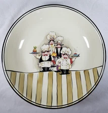 HD Designs Fat Chef Skinny Chef Le Chef Ceramic Pasta Serving Bowl Platter 13"