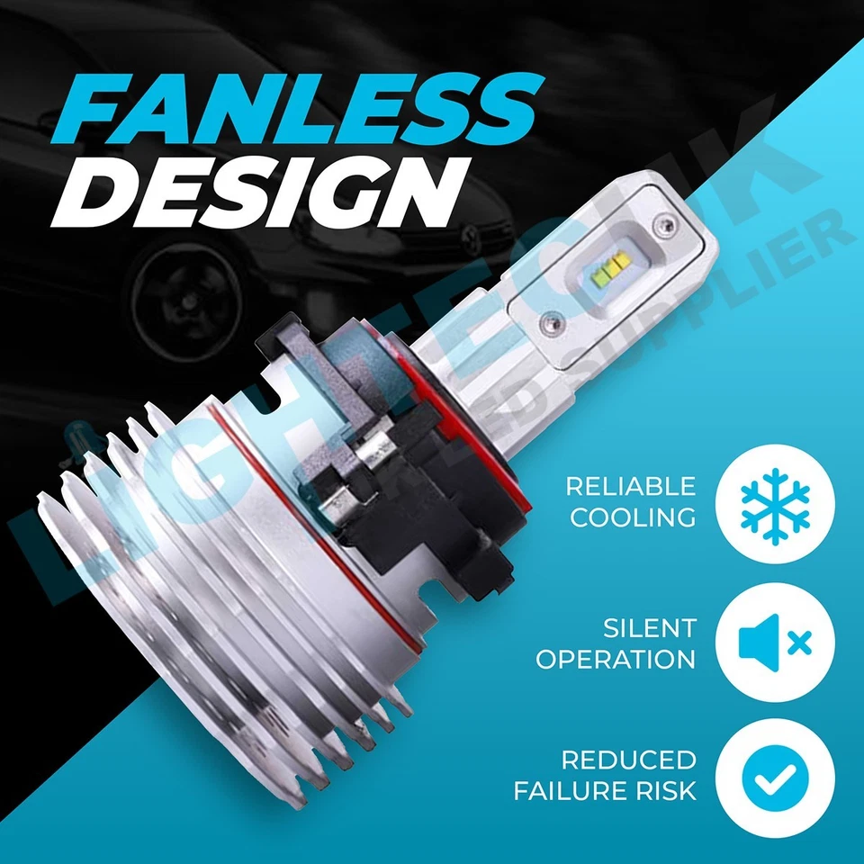 FANLESS VW Golf MK6 MK7 H7 LED Upgrade Headlight Bulbs CANBUS 120W 8000LM 6500K - Image 2 of 4