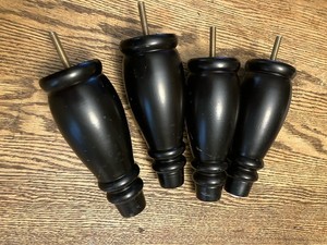 Solid Wood 4” Tall Turned Bun Sofa Couch Furniture Leg Feet Lot (4)