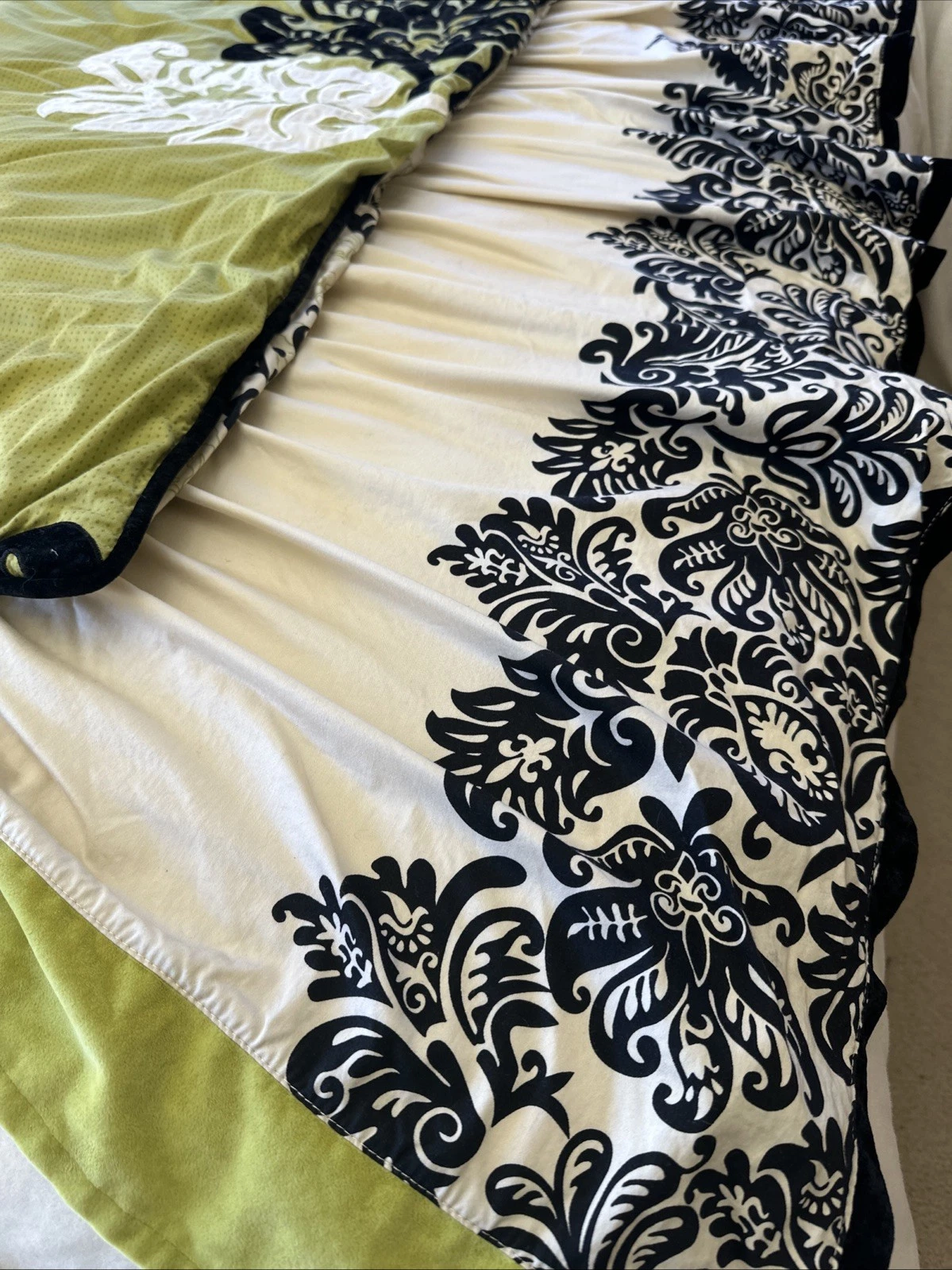 Cocalo Couture Harlow Crib Bedding Set Quilt Skirt Green Black Floral 2pc Glam