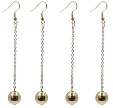 2 Pairs Disco Ball Earrings, Gold Mirror Disco Ball Earrings for Women, 60's or
