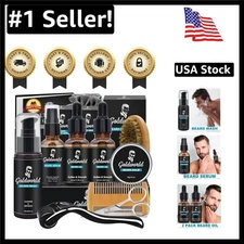 Deluxe Beard Grooming Set with Shampoo, Balm, Dual Comb & E-Book for Real Men
