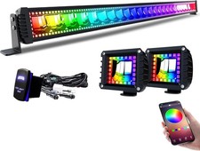 300W RGBW LED Light Bar Flood/Spot Combo with 2x 18W RGB Pods Wiring Switch