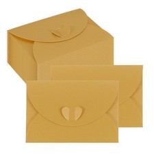 50 Pcs 4"x2.8" Gift Envelopes Cute Cards Holder with Heart Clasp Gold