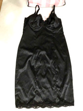 Victoria  s Secret Dream Angels Black Satin Lace Slip Dress Size XL NWT