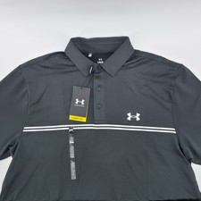 Under Armour Playoff Polo 3.0 Mens Large Striped Golf Performance Black/White