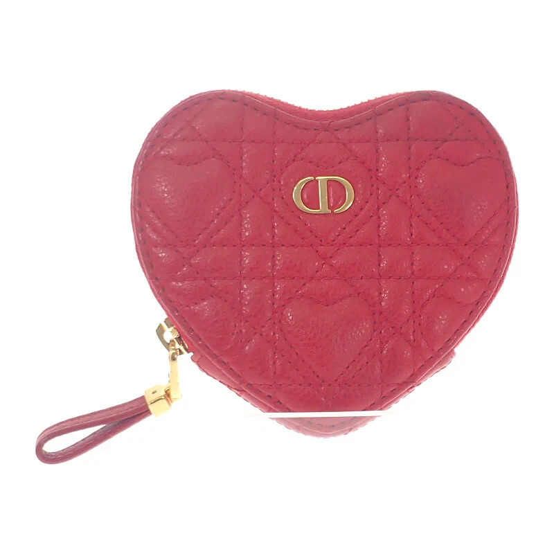 Dior Caro ハート型ケース Dior Amour Caro Chain Heart Pouch Shoulder Bag Calfskin Red