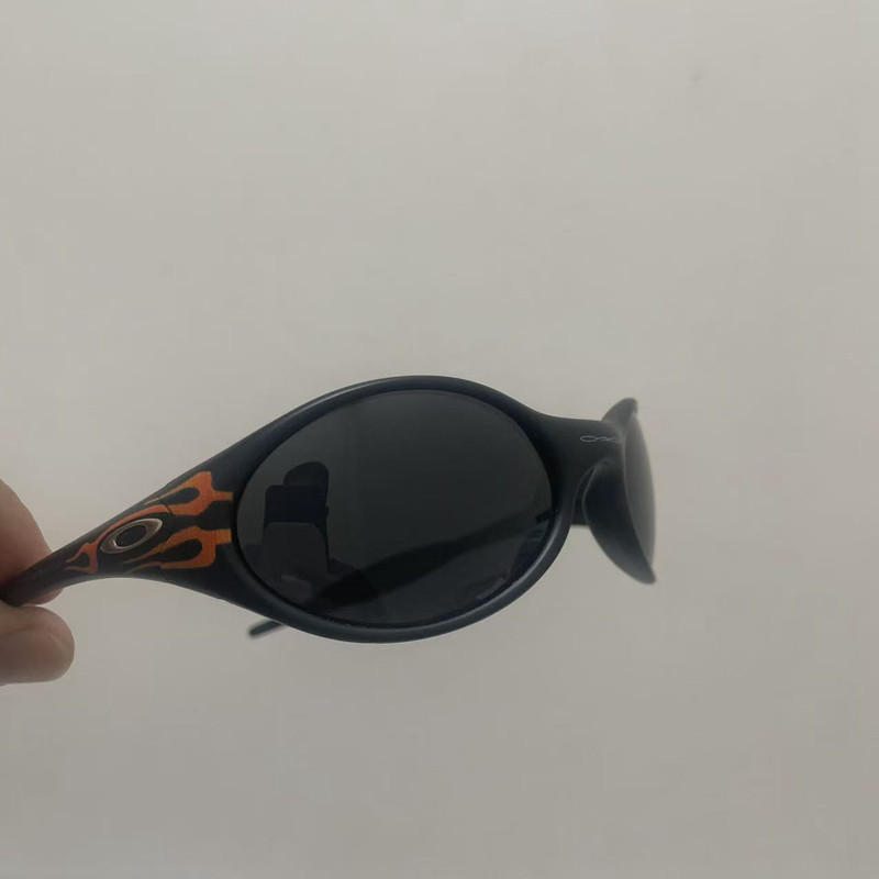 Retro Oakley Eye Jacket Red Fire Sunglasses Black Frames Lenses Y2K