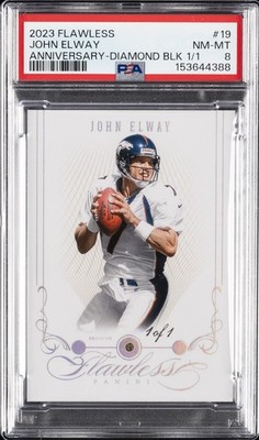 2023 PANINI FLAWLESS ANNIVERSARY DIAMOND BLACK 1/1 #19 JOHN ELWAY 1/1 PSA 8