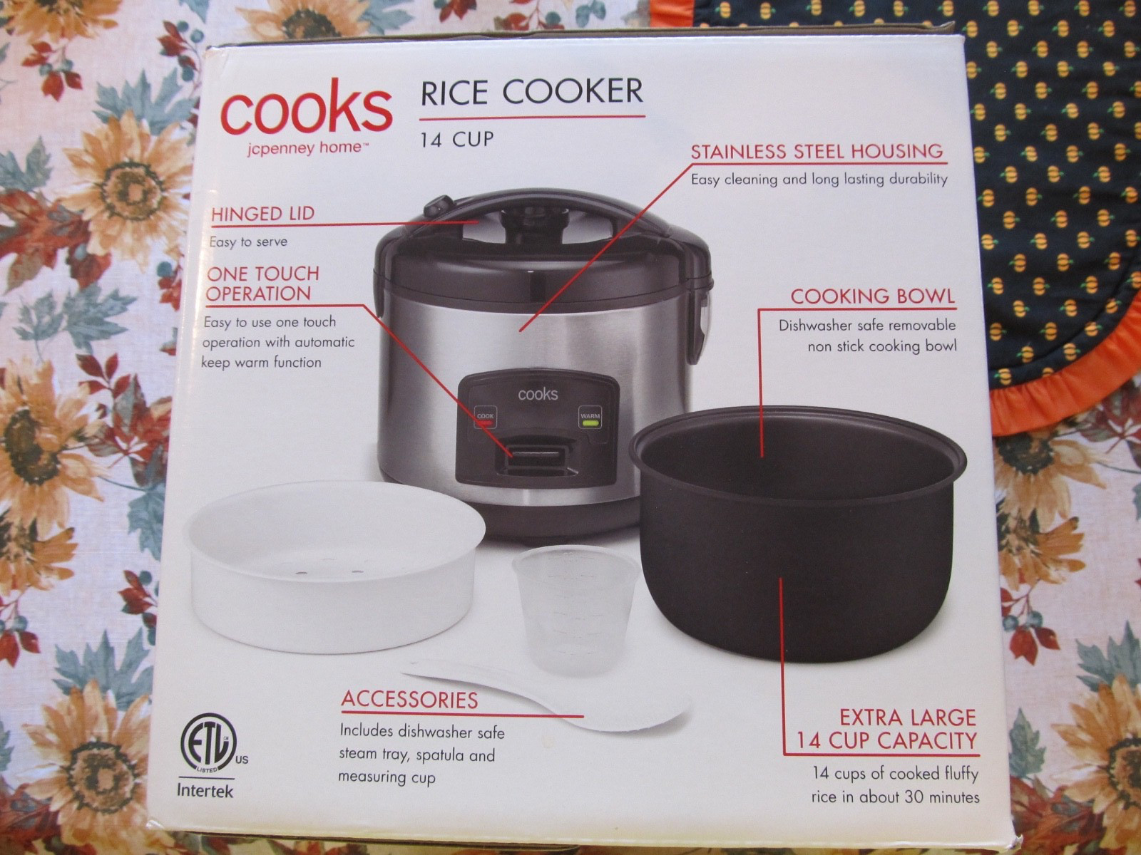 Cooks One Touch Stainless Steel 14 Cup Rice Cooker. MXB-3LPS