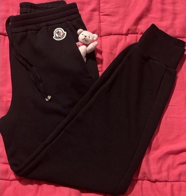 Moncler Men s Black Jogger Pants XS Drawstring Pockets Elastic Waist Logo
