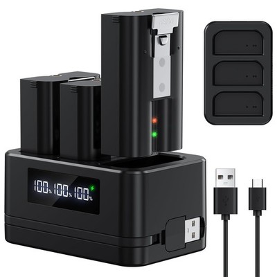 3er Pack Ersatzakku für Ring - mit schwarzer LED Ladestation