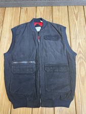 Vintage St Johns Bay Mens Black Corduroy Quilted Puffer Vest Med Made in Korea
