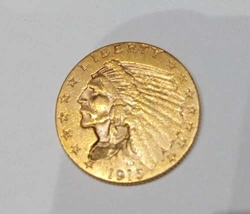 1915 US $2.5 Gold Indian Head Quarter Eagle Coin