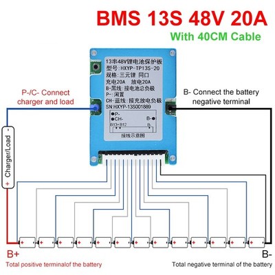 13S 48V 20A BMS for Li-ion Battery   Charging & Protection Board SDE