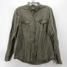 Marine Layer Top Women Small Green Olive Shirt Button Up Utility Flap Pockets