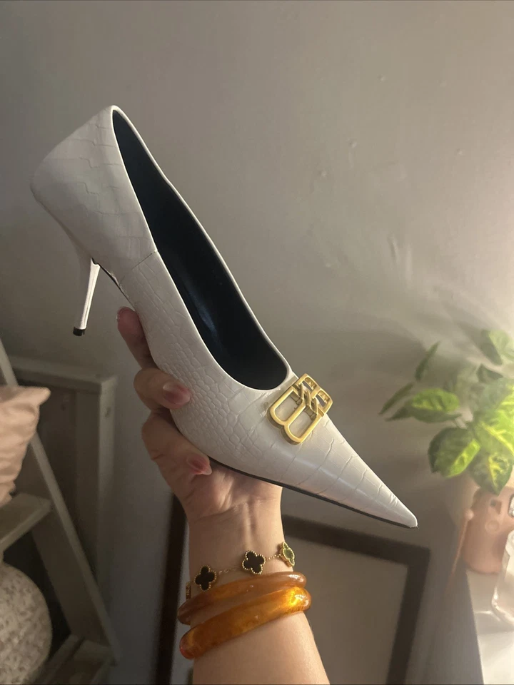 Zapatos de salón de cuchillos cuadrados Balenciaga para mujer talla 10 punta puntiaguda efecto cocodrilo Stiletto Foto 4 de 4