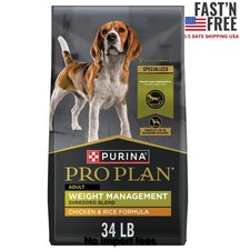 Purina Pro Plan Weight Management Dog Food, Shredded Blend Chicken  Rice, 34 lb