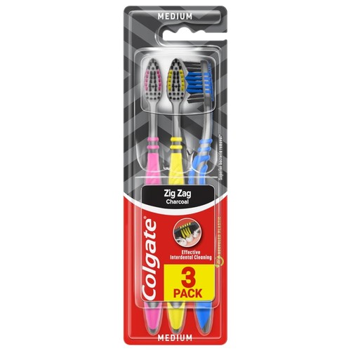Colgate ZigZag Spazzolino Manuale Setole Medie Confezione da 3, Croce Multi Angolare