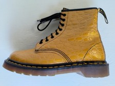 DOC DR. MARTENS YELLOW EMBOSSED CROC LEATHER BOOTS 6UK MADE IN ENGLAND VINTAGE