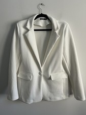 Nasty Gal Women  s White Blazer Jacket Office Work size 12