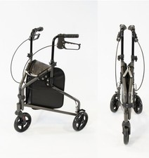 Image of NRS Health 3 Wheel Steel Rollator Walking Aid with Brake | Bag silver