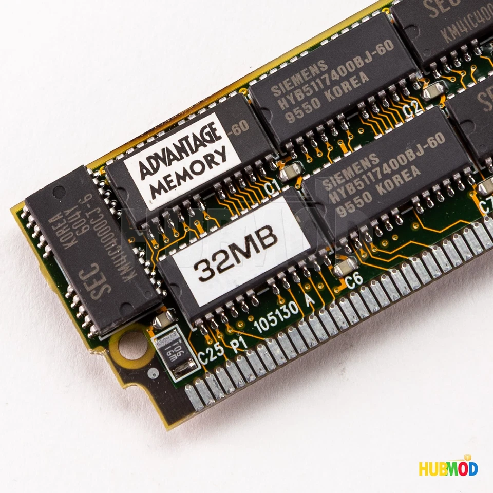 Memoria SIM FPM 32 MB Siemens HYB5117400BJ-60 SEC KM41C4000CJ-6 60nx 72 pines Foto 4 de 4