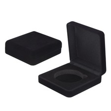 2 Pcs Challenge Coin Display Case, 55mm Velvet Coin Boxes for Gift, Black