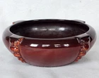 Unmarked Roseville Pottery Topeo Pattern Maroon Glaze Bowl Art Deco