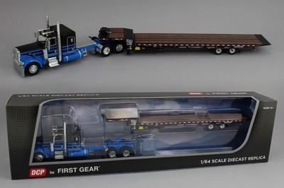 DCP 1:64 *BLACK & BLUE* Peterbilt 389 48'' Flattop w/LANDOLL 440B-50CA Flatbed