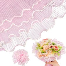 3 Pack Pearl Edge Bouquet Packaging Paper Korean Flower Wrapping Mesh Paper F...