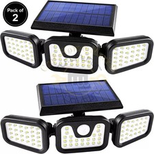 2 Pack LED Motion Sensor Solar Lights ,Outdoor IP65 Waterproof Security Lamp