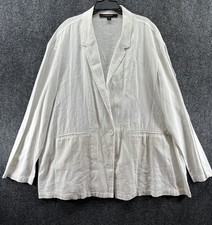 MARC NEW YORK Linen Blend Blazer Women XL White Relaxed Nautical Coastal Grandma
