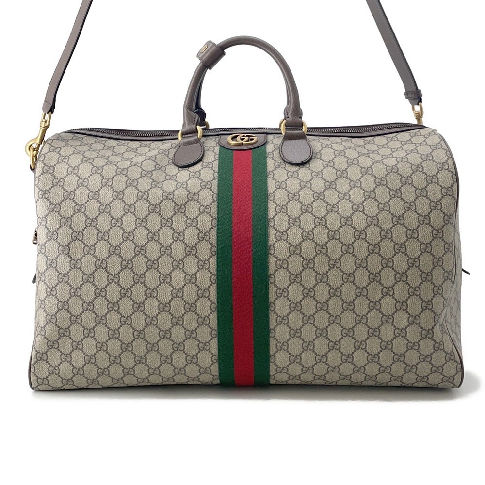 GUCCI GG Supreme Savoy Large Duffle Bag Size Large GG Supreme/Leather Beige/...