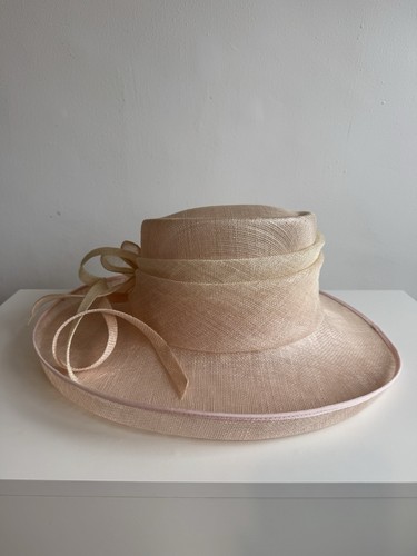 Jacques Vert Rose Pink & Cream Sinamay Wedding Occasion Races Hat Size M - Picture 6 of 10